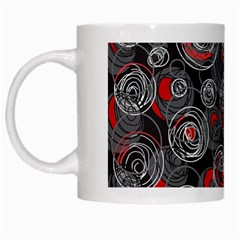 Red And Gray Abstract Art White Mugs by Valentinaart