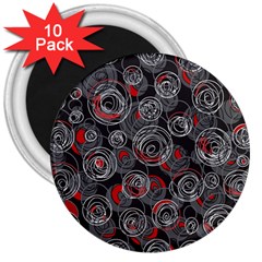 Red And Gray Abstract Art 3  Magnets (10 Pack) 