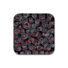 Red And Gray Abstract Art Rubber Square Coaster (4 Pack) 