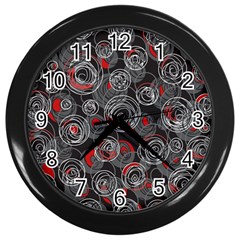 Red And Gray Abstract Art Wall Clocks (black)