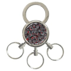 Red And Gray Abstract Art 3-ring Key Chains