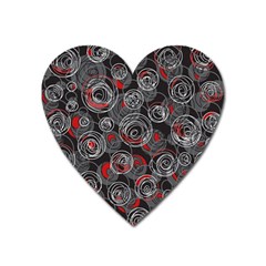 Red And Gray Abstract Art Heart Magnet