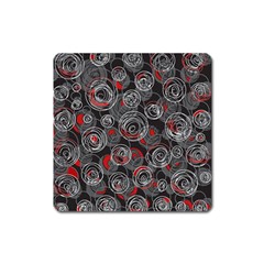 Red And Gray Abstract Art Square Magnet