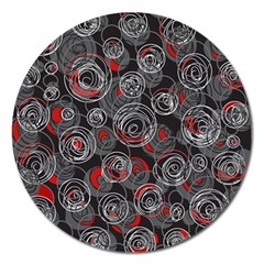 Red And Gray Abstract Art Magnet 5  (round)