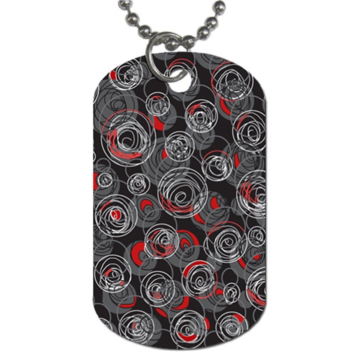 Red and gray abstract art Dog Tag (Two Sides)