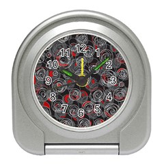 Red And Gray Abstract Art Travel Alarm Clocks