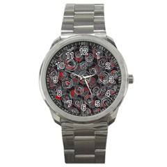 Red And Gray Abstract Art Sport Metal Watch