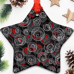 Red And Gray Abstract Art Star Ornament (two Sides) 