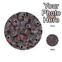 Red And Gray Abstract Art Playing Cards 54 (round) 