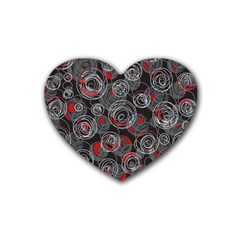 Red And Gray Abstract Art Rubber Coaster (heart) 