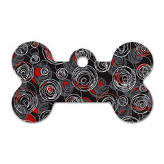 Red And Gray Abstract Art Dog Tag Bone (one Side) by Valentinaart