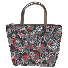 Red And Gray Abstract Art Bucket Bags by Valentinaart