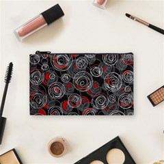 Red And Gray Abstract Art Cosmetic Bag (small) 