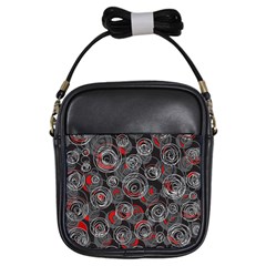 Red And Gray Abstract Art Girls Sling Bags by Valentinaart