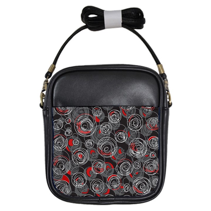 Red and gray abstract art Girls Sling Bags