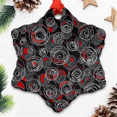 Red And Gray Abstract Art Ornament (snowflake) 