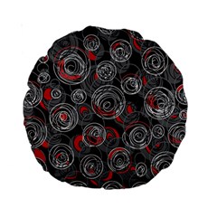 Red And Gray Abstract Art Standard 15  Premium Round Cushions