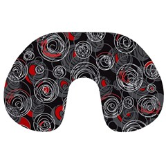 Red And Gray Abstract Art Travel Neck Pillows