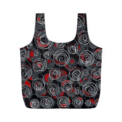 Red And Gray Abstract Art Full Print Recycle Bags (m)  by Valentinaart