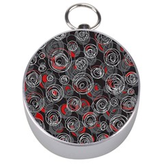 Red And Gray Abstract Art Silver Compasses