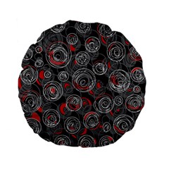 Red And Gray Abstract Art Standard 15  Premium Flano Round Cushions