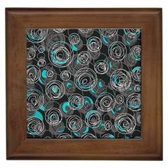 Gray And Blue Abstract Art Framed Tiles