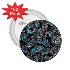 Gray And Blue Abstract Art 2 25  Buttons (100 Pack) 