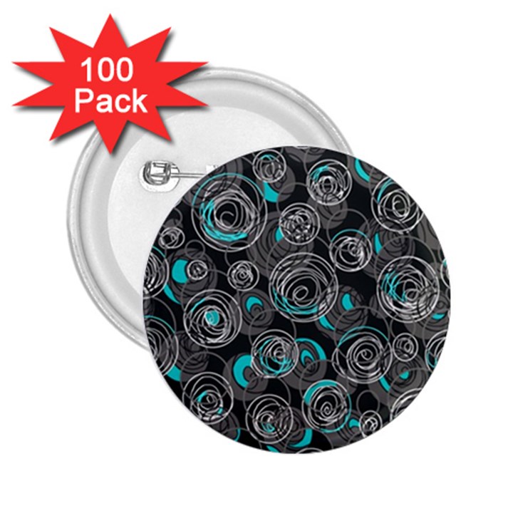 Gray and blue abstract art 2.25  Buttons (100 pack) 