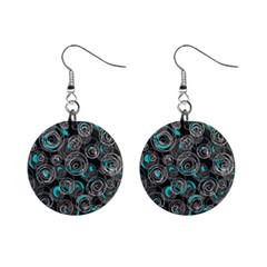 Gray And Blue Abstract Art Mini Button Earrings by Valentinaart