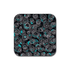 Gray And Blue Abstract Art Rubber Coaster (square) 