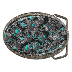 Gray And Blue Abstract Art Belt Buckles