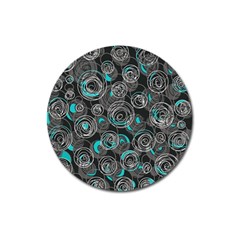 Gray And Blue Abstract Art Magnet 3  (round)