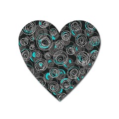 Gray And Blue Abstract Art Heart Magnet by Valentinaart