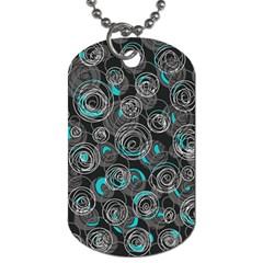 Gray And Blue Abstract Art Dog Tag (one Side)