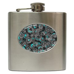 Gray And Blue Abstract Art Hip Flask (6 Oz) by Valentinaart