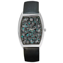 Gray And Blue Abstract Art Barrel Style Metal Watch