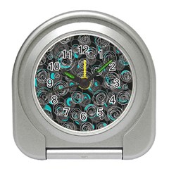 Gray And Blue Abstract Art Travel Alarm Clocks