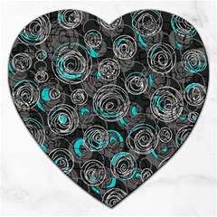 Gray And Blue Abstract Art Jigsaw Puzzle (heart)