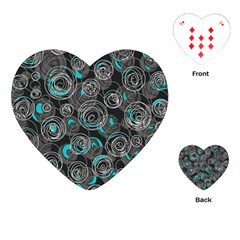 Gray And Blue Abstract Art Playing Cards (heart) 