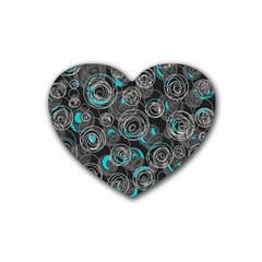 Gray And Blue Abstract Art Heart Coaster (4 Pack) 