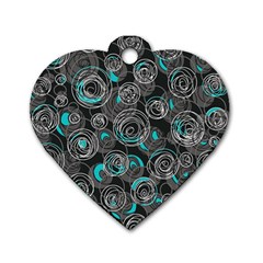 Gray And Blue Abstract Art Dog Tag Heart (two Sides) by Valentinaart