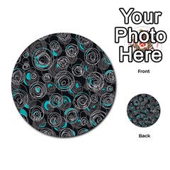 Gray And Blue Abstract Art Multi-purpose Cards (round) 