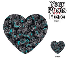 Gray And Blue Abstract Art Multi-purpose Cards (heart) 