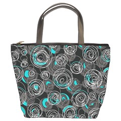 Gray And Blue Abstract Art Bucket Bags