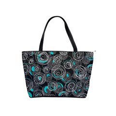 Gray And Blue Abstract Art Shoulder Handbags