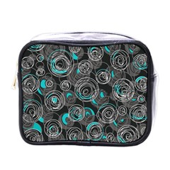 Gray And Blue Abstract Art Mini Toiletries Bags