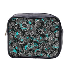 Gray And Blue Abstract Art Mini Toiletries Bag 2-side