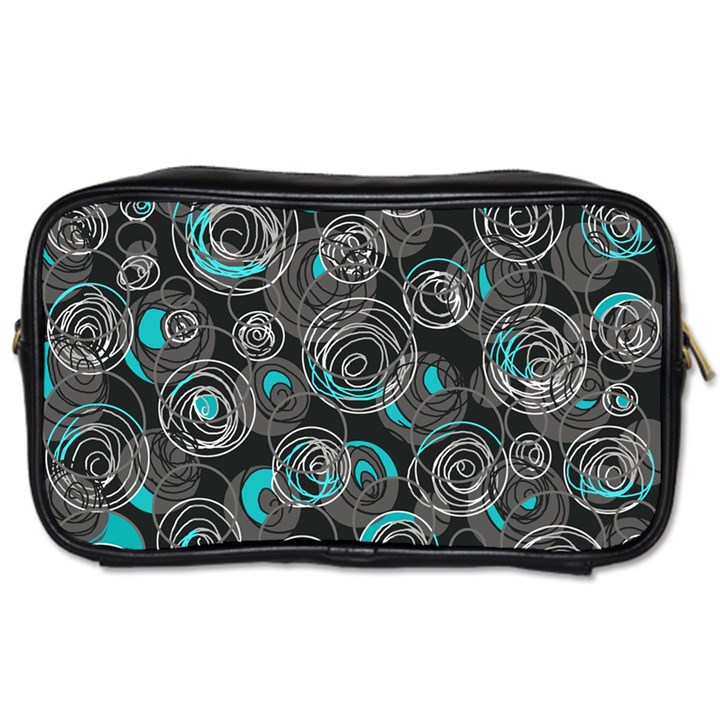 Gray and blue abstract art Toiletries Bags 2-Side