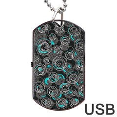 Gray And Blue Abstract Art Dog Tag Usb Flash (two Sides) 