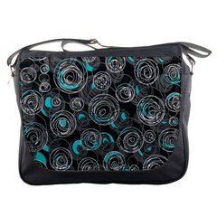 Gray And Blue Abstract Art Messenger Bags